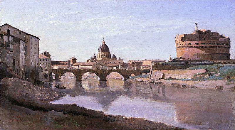 Jean-Baptiste-Camille Corot The Bridge and Castel Sant'Angelo with the Cuploa of St. Peter's